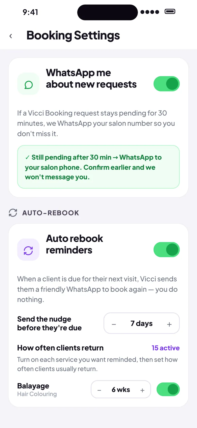Auto-rebook screen